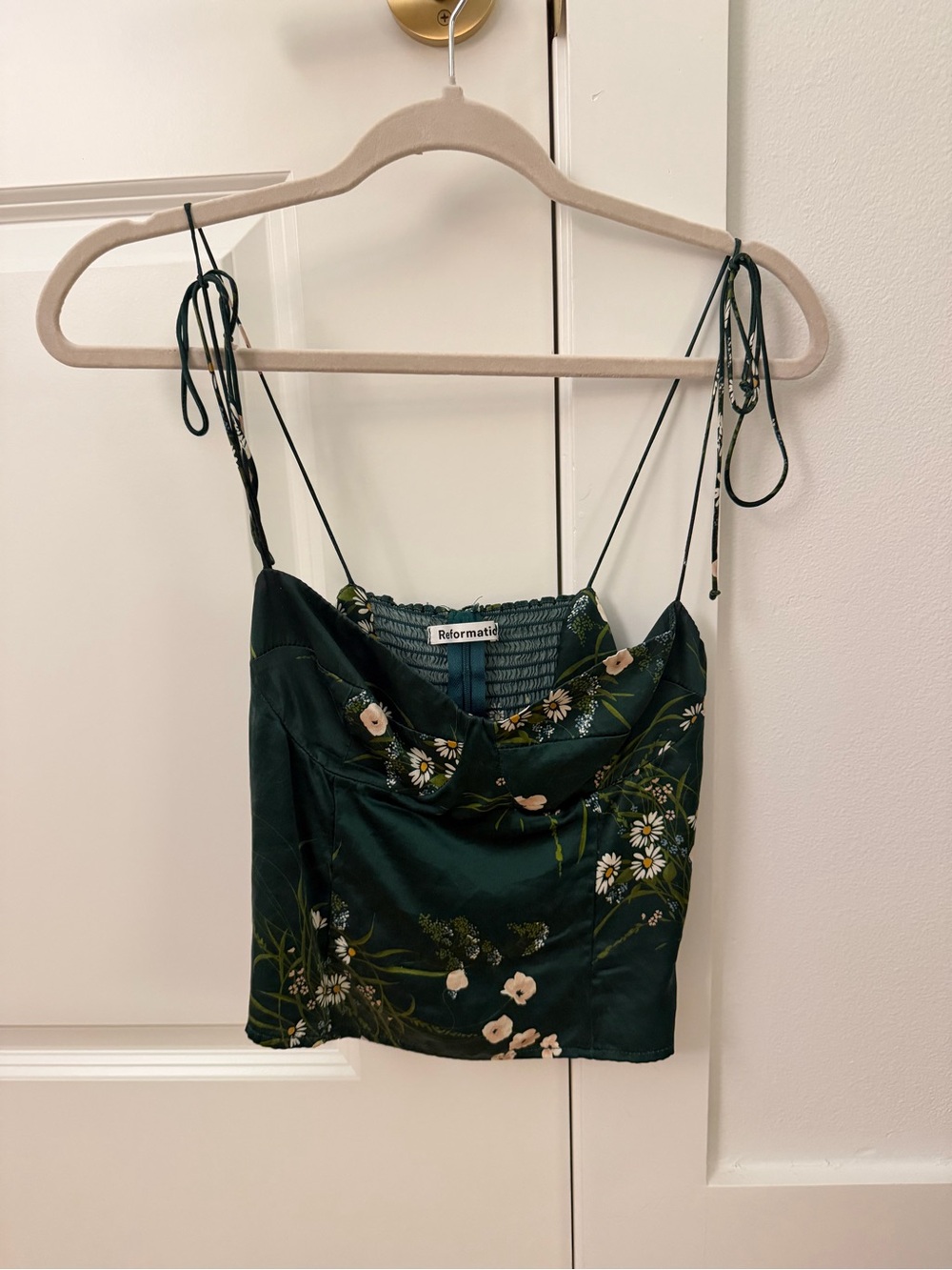 Reformation Dark Green Floral Camisole